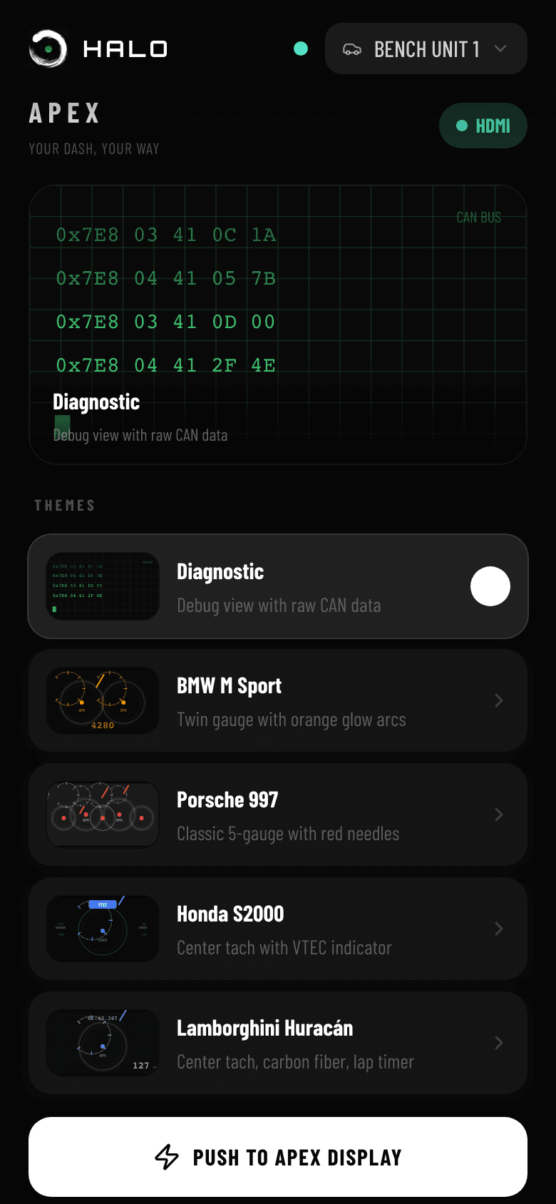 APEX digital dashboard themes
